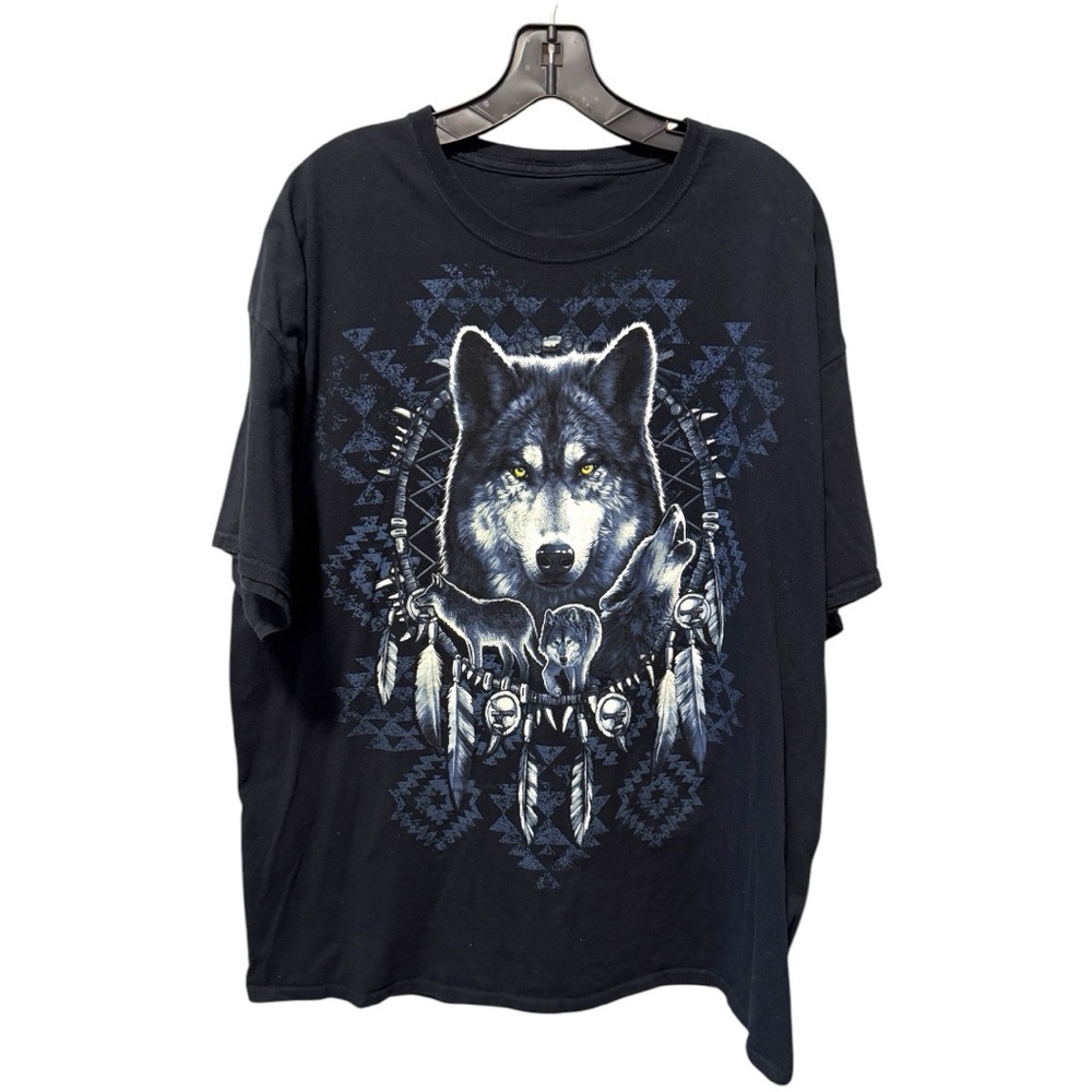 Vintage‎ Y2K Wolf Big Print Biker Graphic Tee